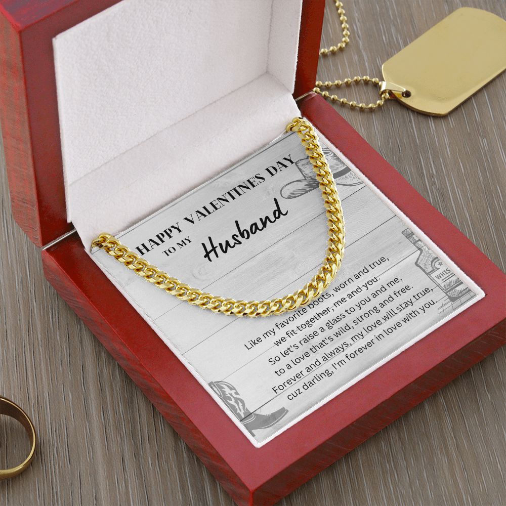 Happy Valentine's Day To My Husband Cuban Link Chain Necklace Gift For Mom, necklace For Wife, Gift For Mother's Day