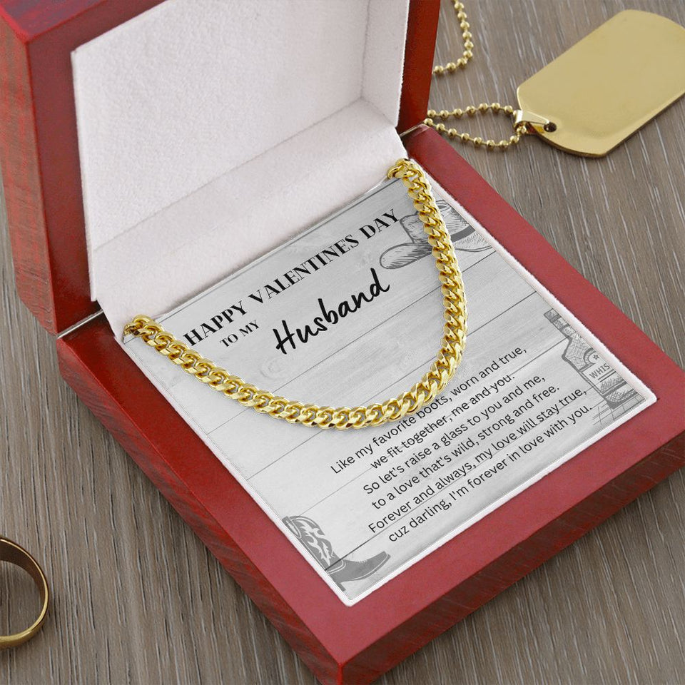 Happy Valentine's Day To My Husband Cuban Link Chain Necklace Gift For Mom, necklace For Wife, Gift For Mother's Day