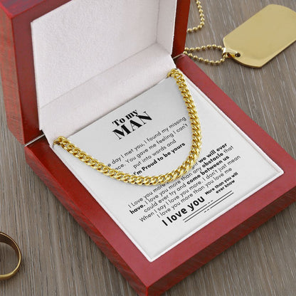 To My Man Cuban Link Chain Necklace - Gift for Man, Husband, Boyfriend, Necklace for Man
