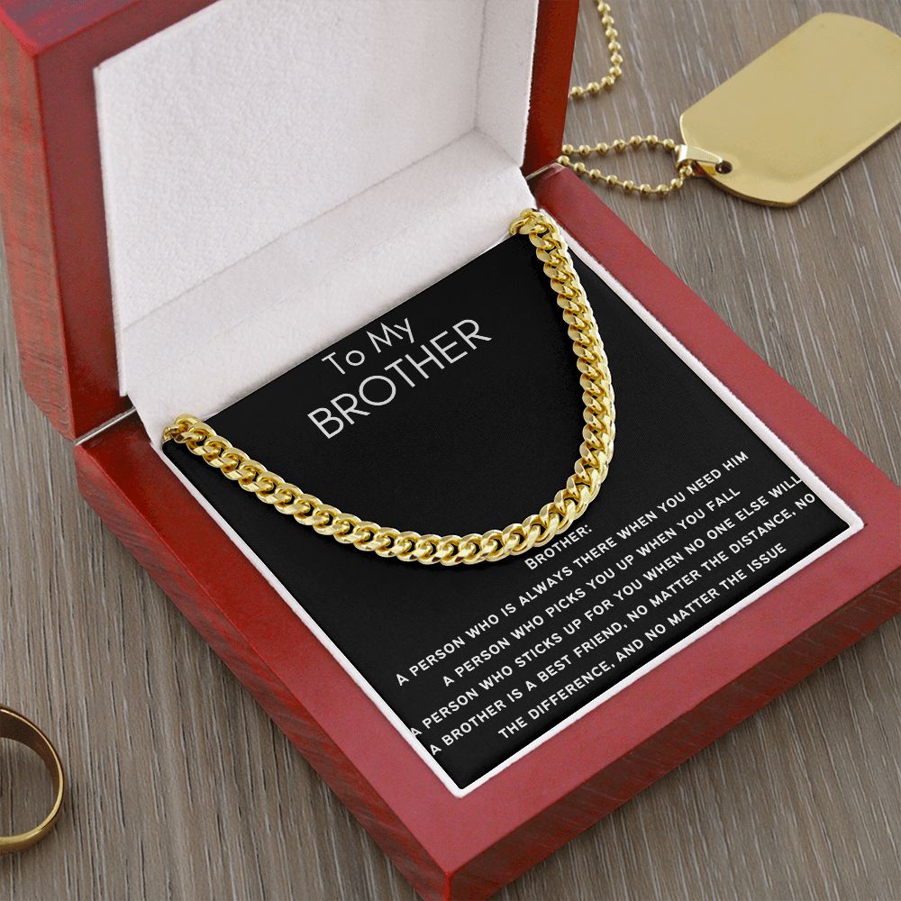 To My Brother - Cuban Link Chain - Always There - Black Card Gift For Mom, necklace For Wife, Gift For Mother's Day
