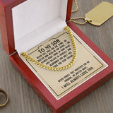 Necklace for Son from Dad and Mom - Never Fell That You Are Alone I Will Always Love You - Cuban Link Chain Necklace