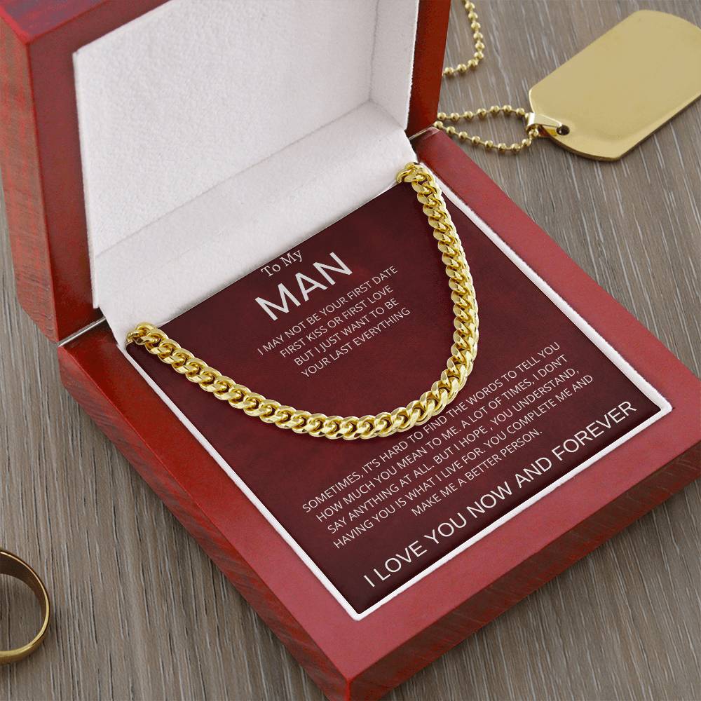 To My Man Cuban Link Chain Necklace Gift for Boyfriend Husband or Soulmate