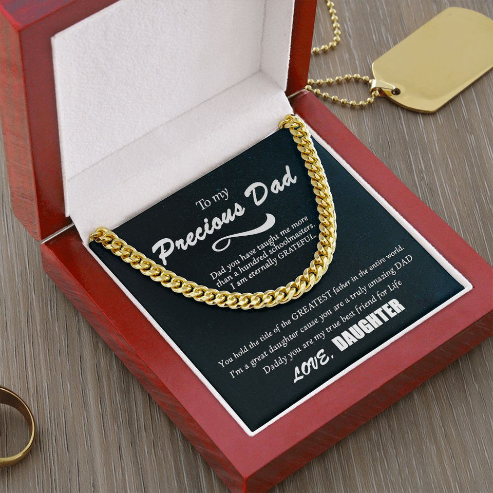 Father's Day Necklace Gift For Dad From Daughter, To My Dad Cuban Link Chain