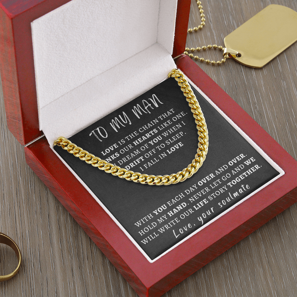 Necklace for Man - We Will Write Our Life Story Together, Birthday Gift for Man, Anniversary Gift, Cuban Link Chain Necklace
