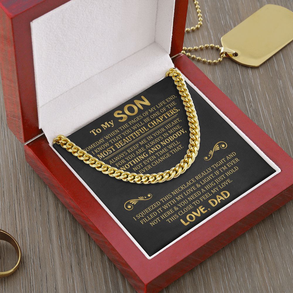 To My Son - Always Keep Me In Your Heart - Cuban Link Necklace, Cuban Link Chain