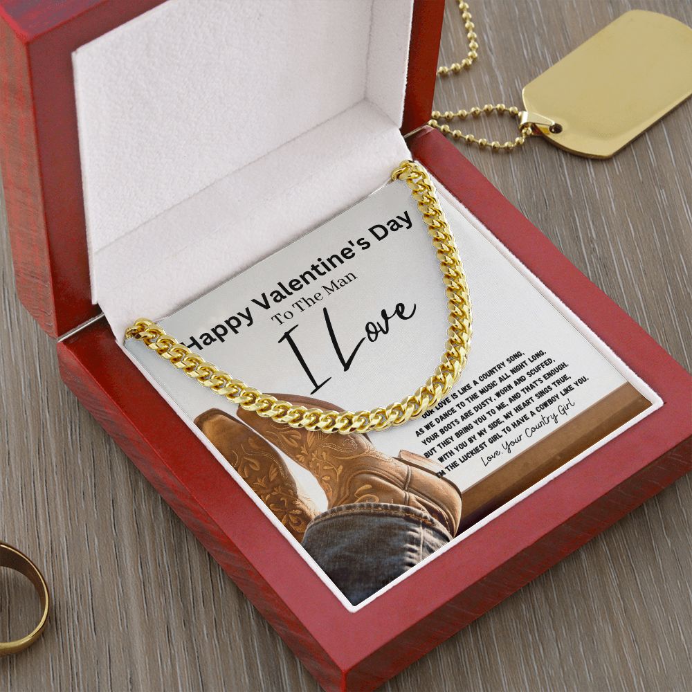 Happy Valentine's Day To The Man I Love Cuban Link Chain Necklace Gift For Mom, necklace For Wife, Gift For Mother's Day