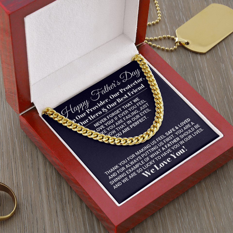 Our World Father's Day Necklace, Necklace for Father, Father's Day Gift, Best Gift idea for Father, Cuban Link Chain Necklace