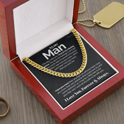 To my Man - I love you more - Cuban Link Chain, Gift For Man, Husband, Gift For Birthday, Christmas