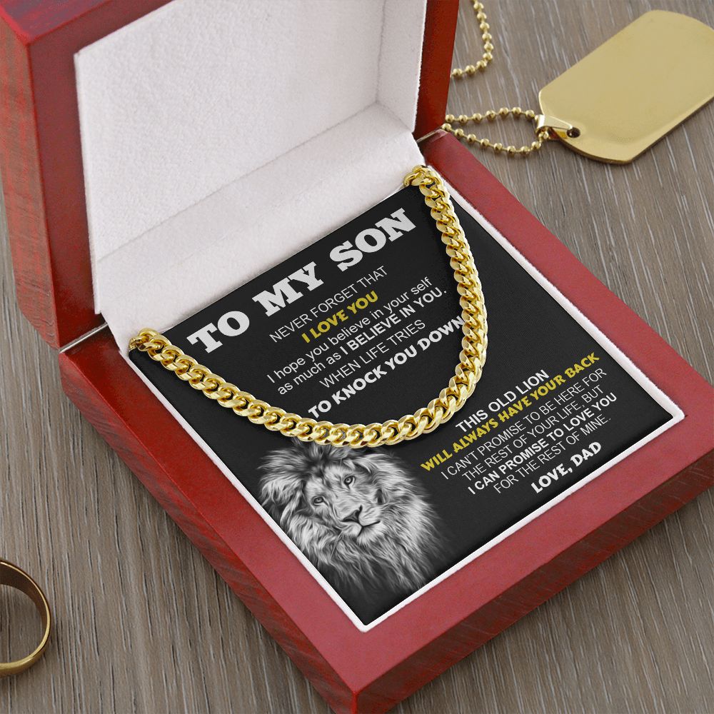To My Son From Dad | When Life Tries To Knock You Down | Cuban Link Chain Necklace