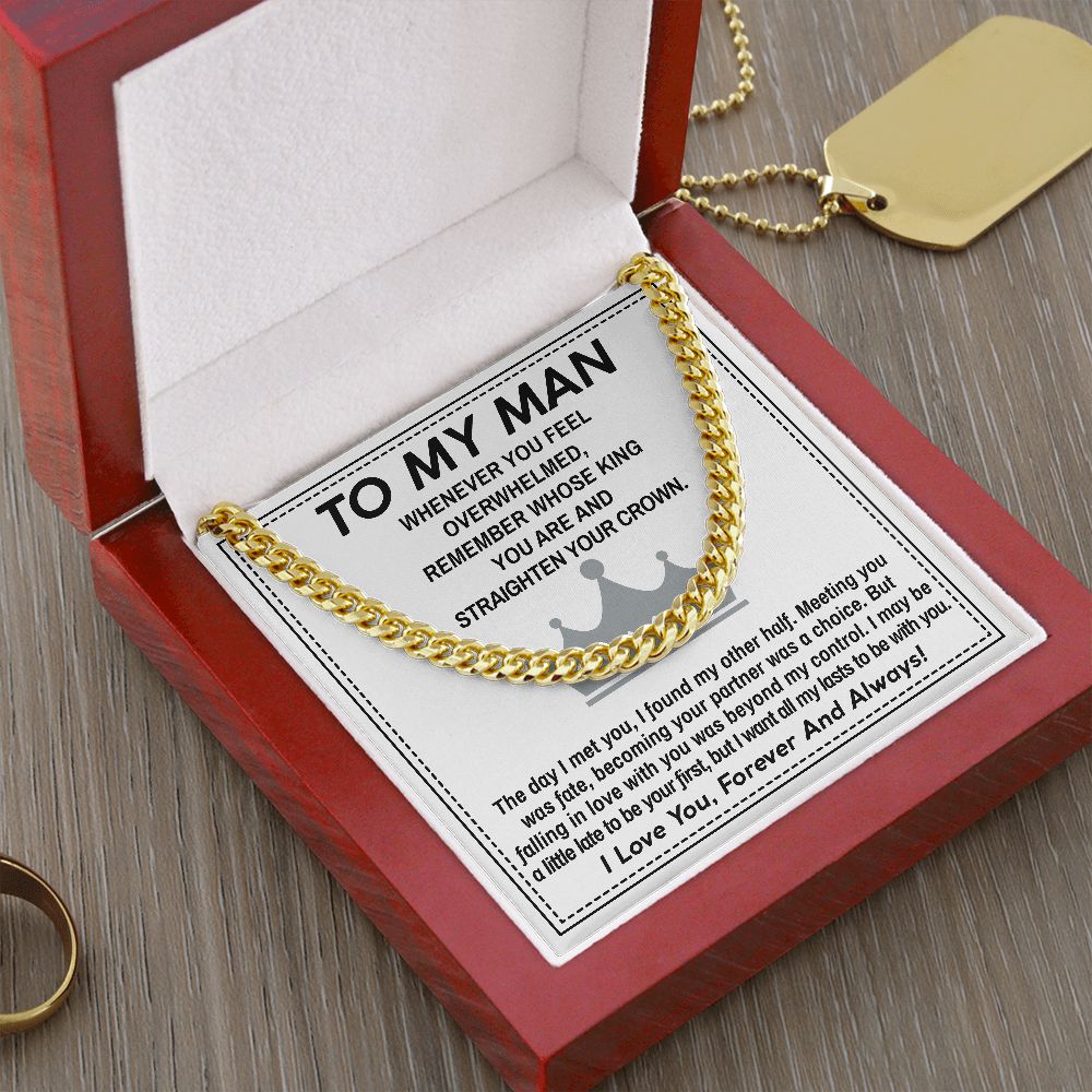 To My Man Cuban Link Chain Necklace King Gift For Mom, necklace For Wife, Gift For Mother's Day