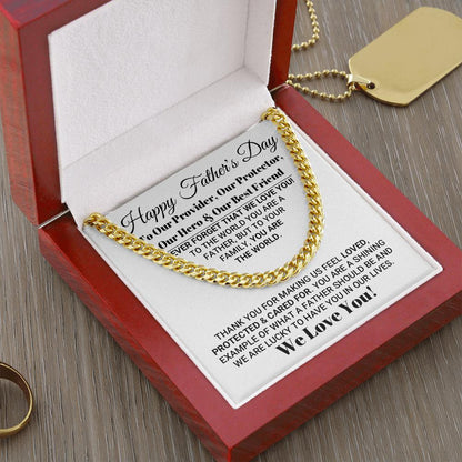 Necklace for Dad Our World Father's Day Necklace, Birthday Gift, Father's Day Gift, Necklace for Father, Cuban Link Chain Necklace
