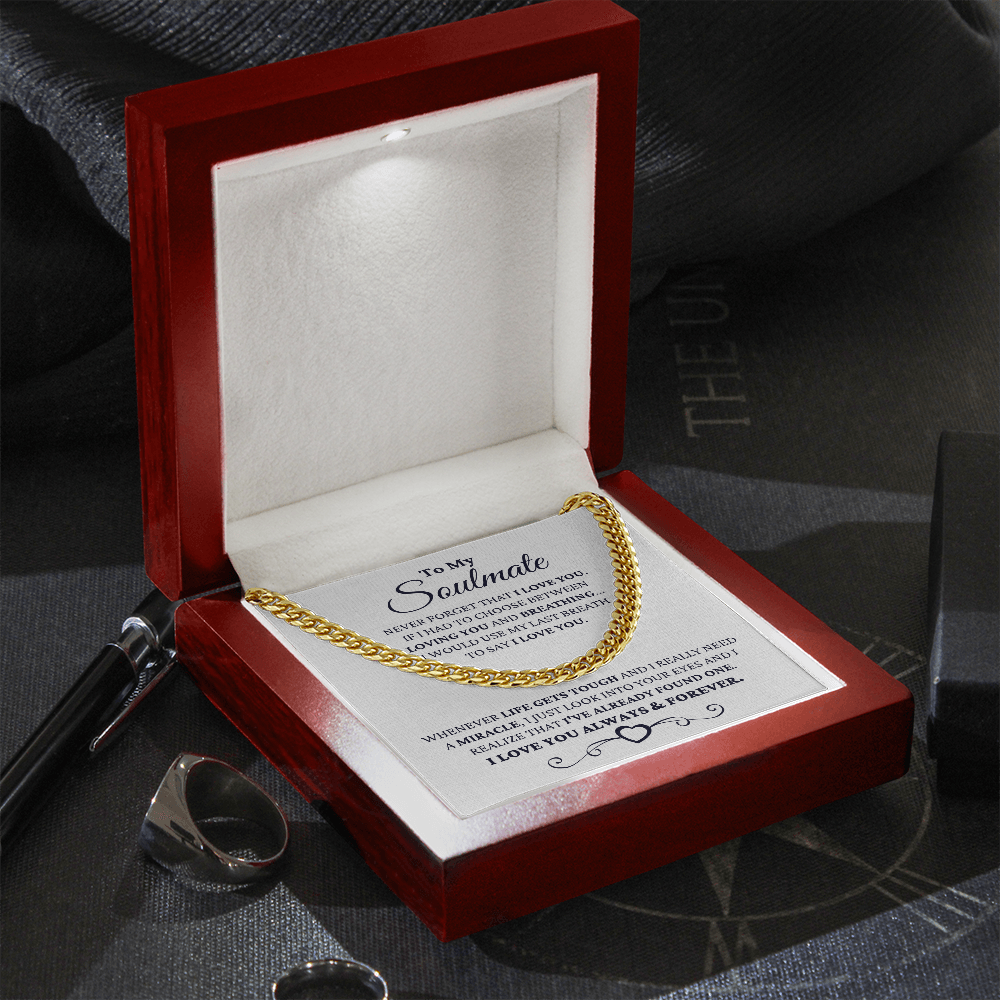 Gift for Soulmate I Just Look Into Your Eyes, Necklace For Him, Necklace for Husband, Gift for Boyfriend's, Cuban Link Chain Necklace