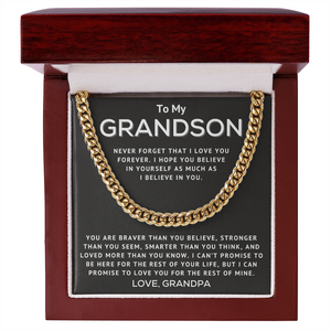 From Grandpa To My Grandson - I Hope You Believe In Yourself - Cuban Link Chain Necklace