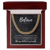 Believe In Yourself Cuban Chain Link Necklace Gift For Mom, necklace For Wife, Gift For Mother's Day