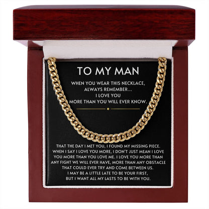 To my Man- Always Remember Cuban Link Chain-Black