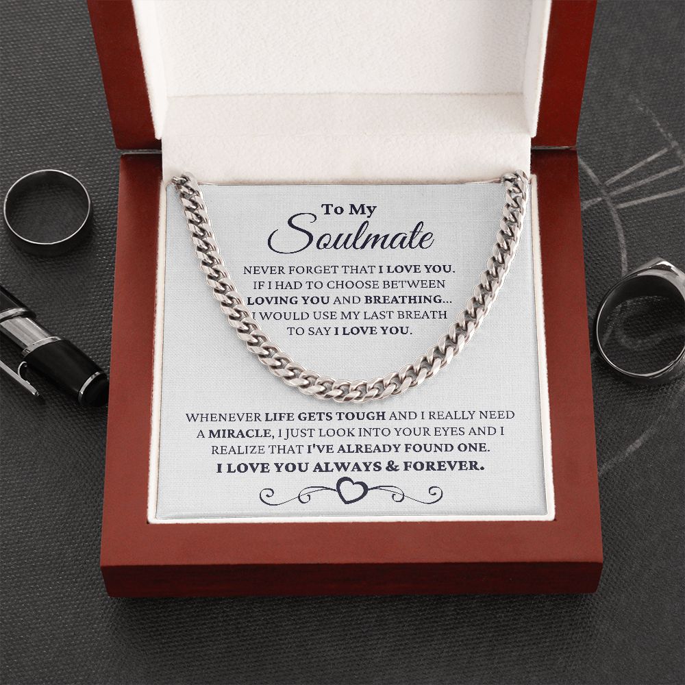 Gift for Soulmate Necklace - I Just Look Into Your Eyes, Necklace For Him, Birthday Gift for Him, Anniversary Gift, Cuban Link Chain