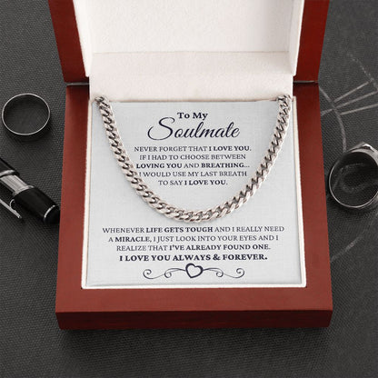 Gift for Soulmate Necklace - I Just Look Into Your Eyes, Necklace For Him, Birthday Gift for Him, Anniversary Gift, Cuban Link Chain