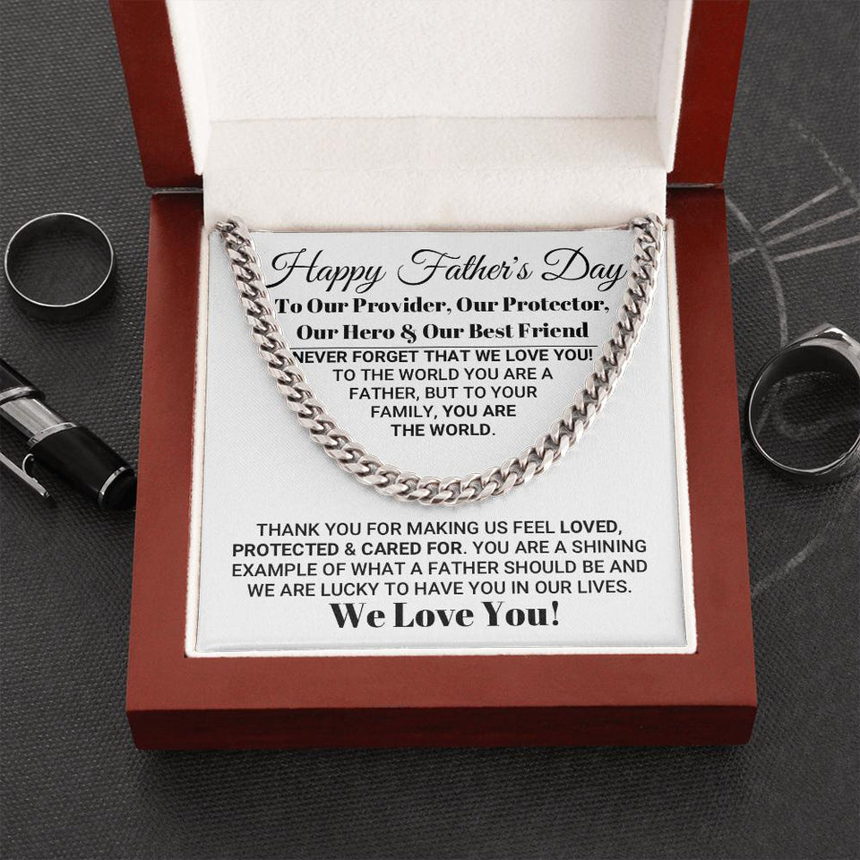 Necklace for Dad Our World Father's Day Necklace, Birthday Gift, Father's Day Gift, Necklace for Father, Cuban Link Chain Necklace