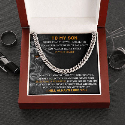 To My Son - Hold Your Head High, Cuban Link Chain Gift