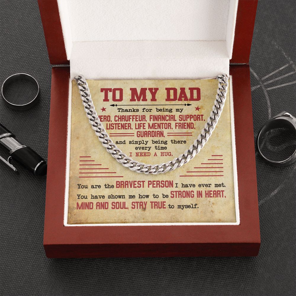 To My Dad Thanks For Being My Hero Cuban Link Chain