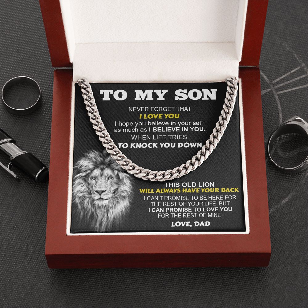 To My Son From Dad | When Life Tries To Knock You Down | Cuban Link Chain Necklace