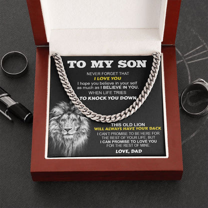 To My Son From Dad | When Life Tries To Knock You Down | Cuban Link Chain Necklace