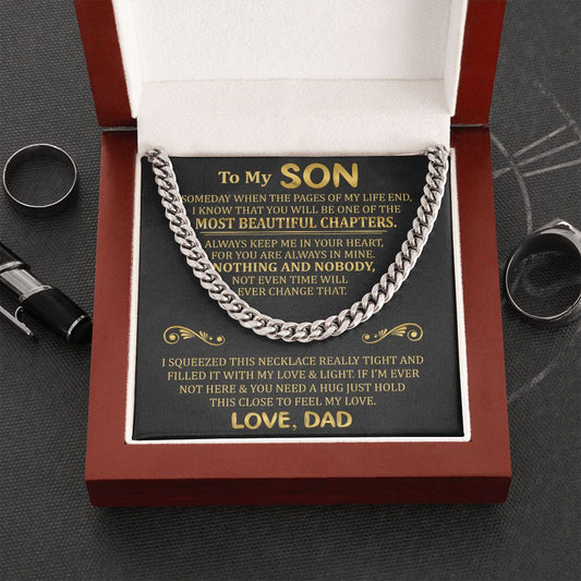 To My Son - Always Keep Me In Your Heart - Cuban Link Necklace, Cuban Link Chain