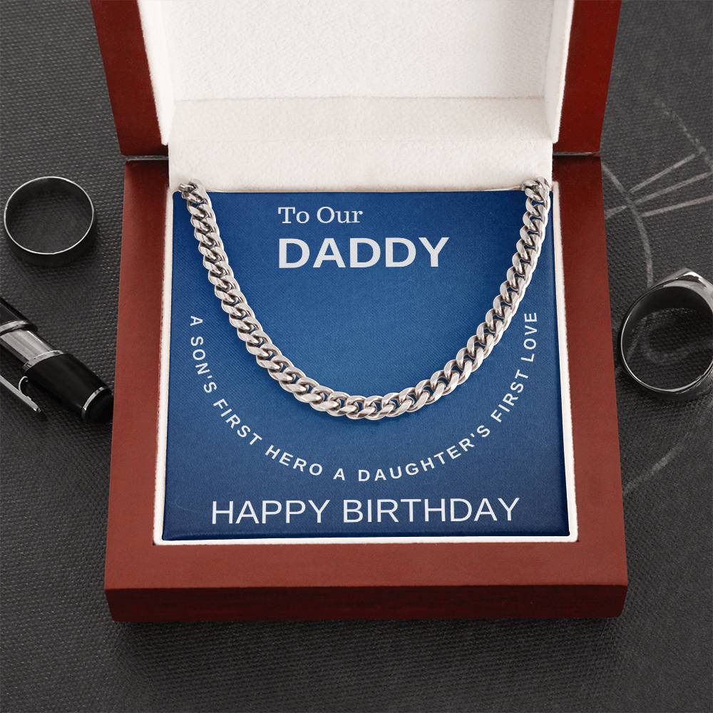 Daddy Happy Birthday Cuban Link Chain Men's Necklace