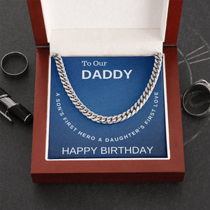 Daddy Happy Birthday Cuban Link Chain Men's Necklace