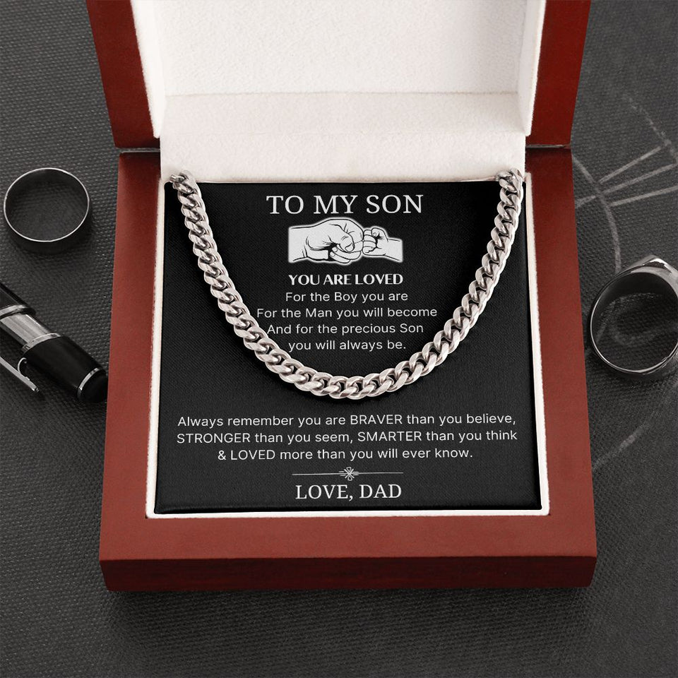 Loved More Than You Will Ever Know - Length Adjustable Cuban Link Chain For Son