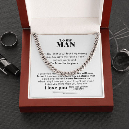 To My Man Cuban Link Chain Necklace - Gift for Man, Husband, Boyfriend, Necklace for Man