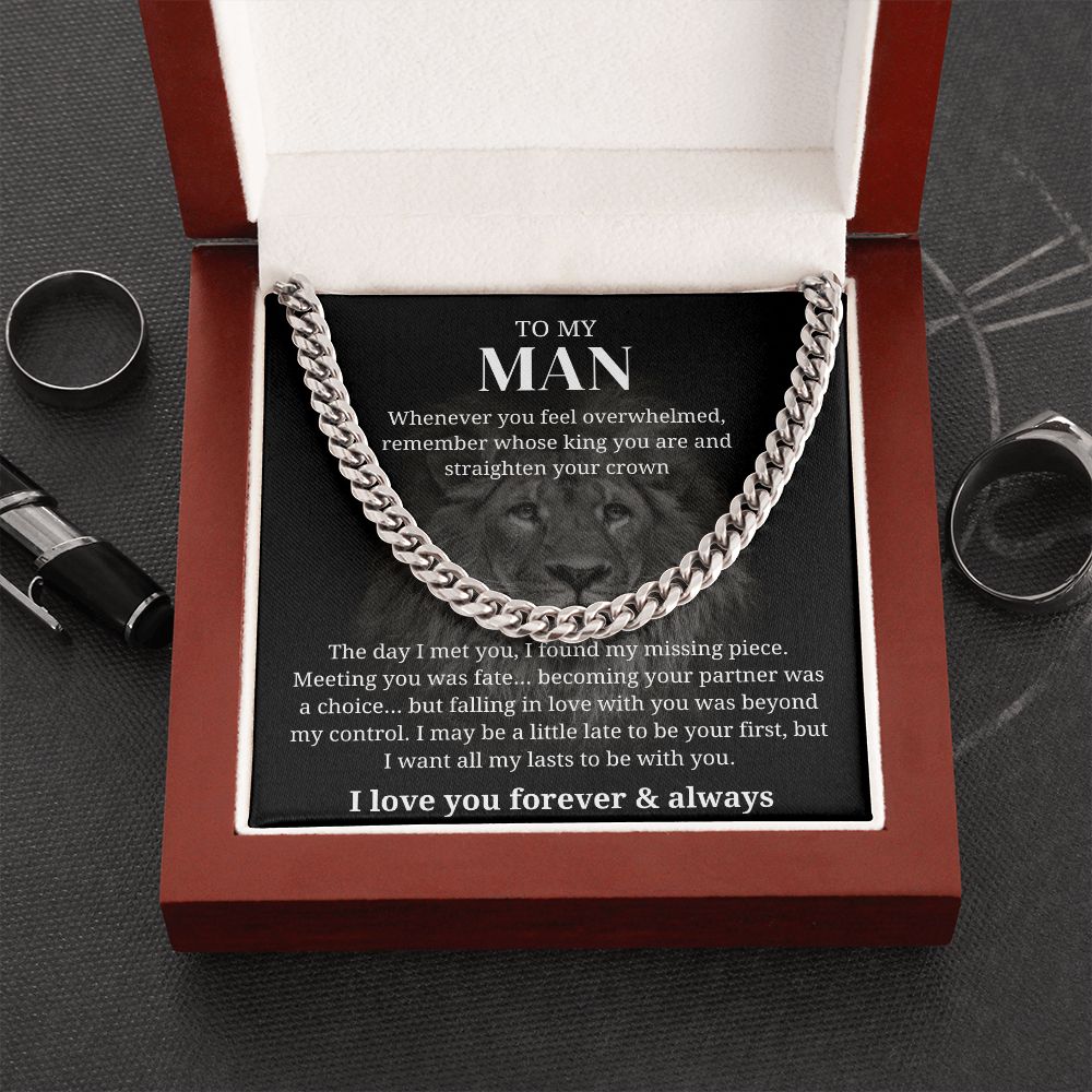 Straighten Your Crown - Length Adjustable Cuban Link Chain For Husband/Soulmate/Boyfriend
