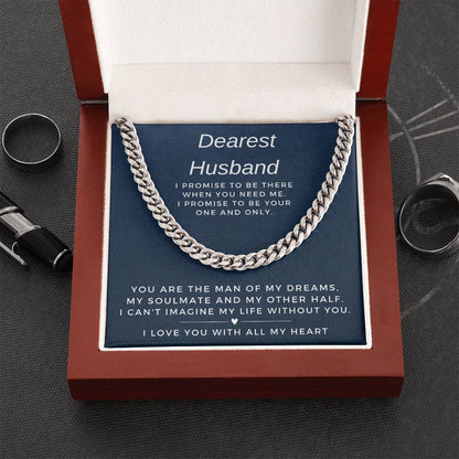 Dearest Husband Cuban Link Chain Necklace for Men