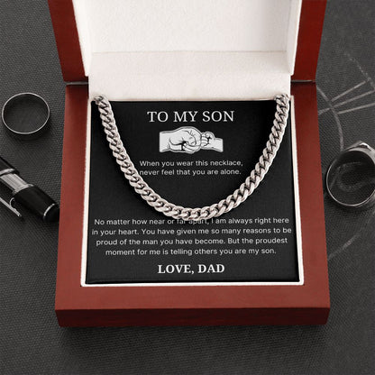 Proud Of The Man You Have Become - Length Adjustable Cuban Link Chain For Son