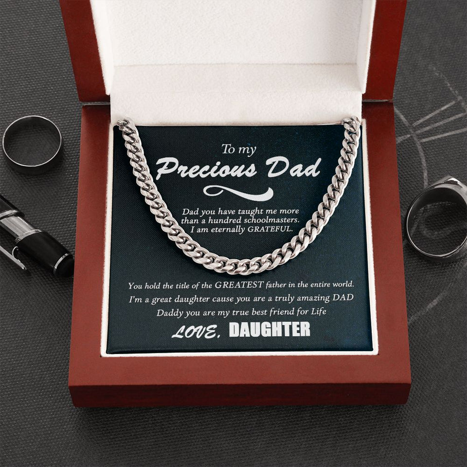 Father's Day Necklace Gift For Dad From Daughter, To My Dad Cuban Link Chain