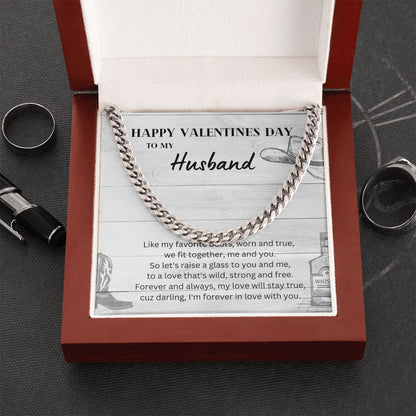 Happy Valentine's Day To My Husband Cuban Link Chain Necklace Gift For Mom, necklace For Wife, Gift For Mother's Day