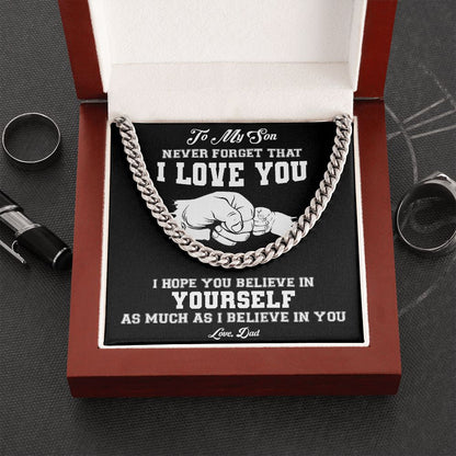 My Son | Never Forget - Cuban Link Chain Gift For Mom, necklace For Wife, Gift For Mother's Day