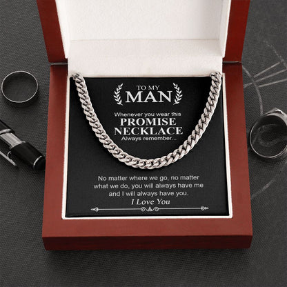 To My Man | Promise Necklace Always Remember | Cuban Link Chain Necklace