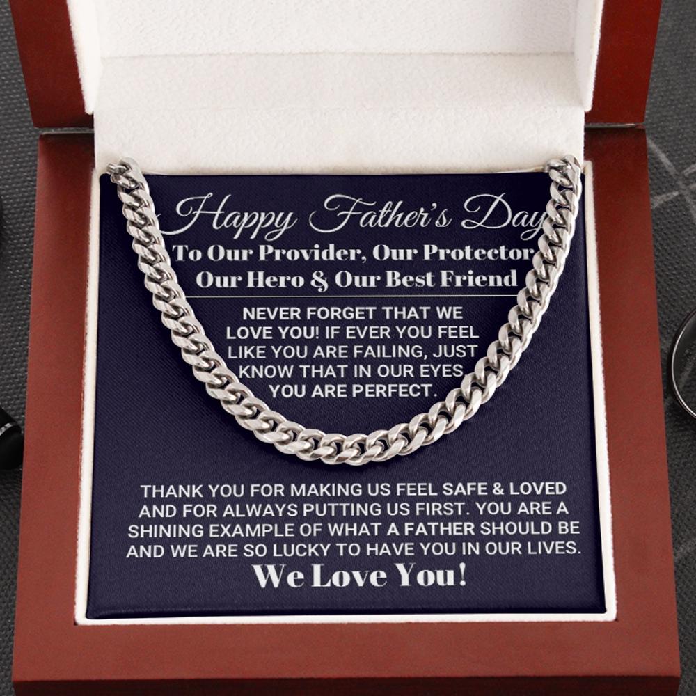 Our World Father's Day Necklace, Necklace for Father, Father's Day Gift, Best Gift idea for Father, Cuban Link Chain Necklace