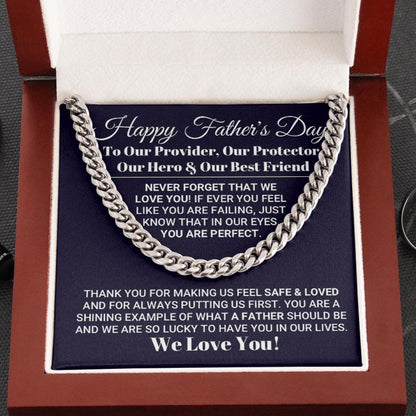 Our World Father's Day Necklace, Necklace for Father, Father's Day Gift, Best Gift idea for Father, Cuban Link Chain Necklace