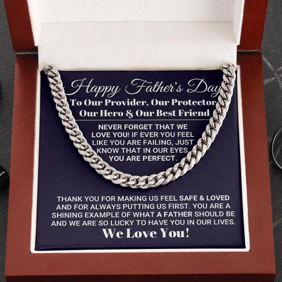 Our World Father's Day Necklace, Necklace for Father, Father's Day Gift, Best Gift idea for Father, Cuban Link Chain Necklace