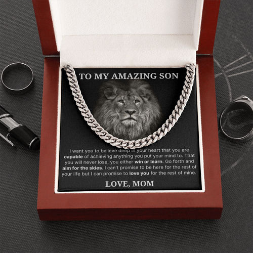 To My Amazing Son necklace, Believe - Length Adjustable Cuban Link Chain For Son