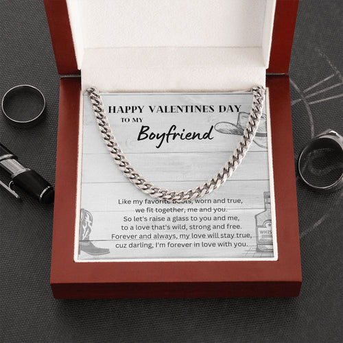 Happy Valentine's Day To My Boyfriend Cuban Link Chain Necklace Gift For Mom, necklace For Wife, Gift For Mother's Day