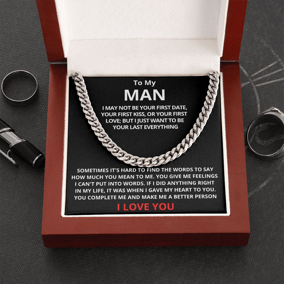 To My Man Cuban Link Chain (Stainless Steel) Gift For Mom, necklace For Wife, Gift For Mother's Day
