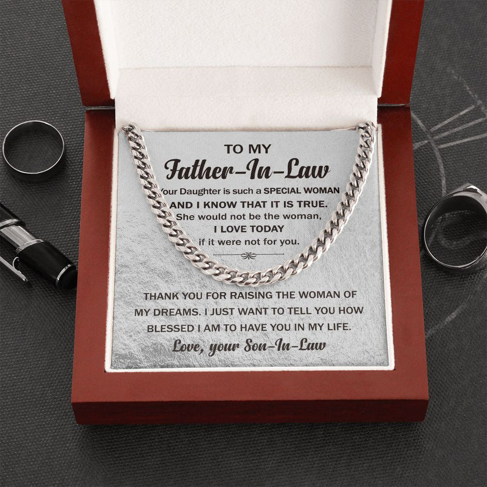 To My Father In Law Your Daughter Is Such A Special Woman Cuban Link Chain