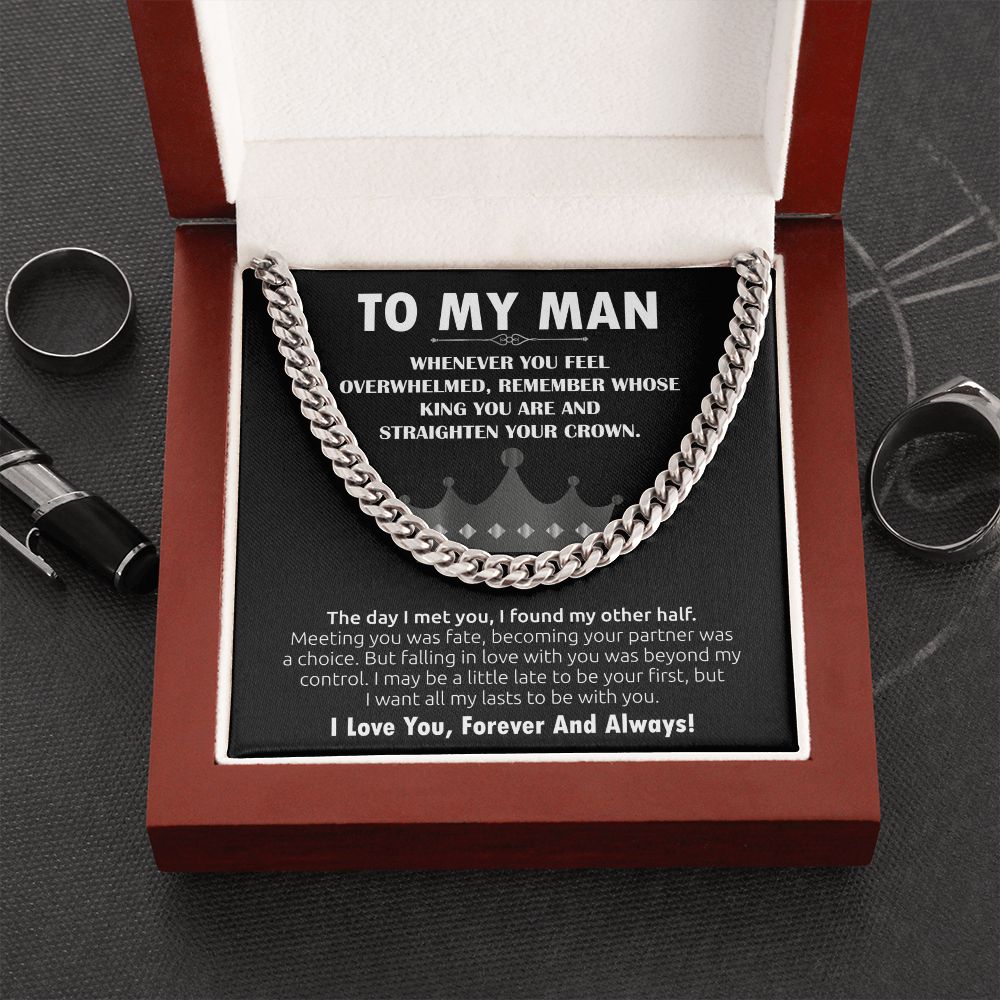 To My Man Cuban Link Chain (King) Gift For Mom, necklace For Wife, Gift For Mother's Day