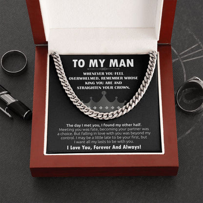 To My Man Cuban Link Chain (King) Gift For Mom, necklace For Wife, Gift For Mother's Day