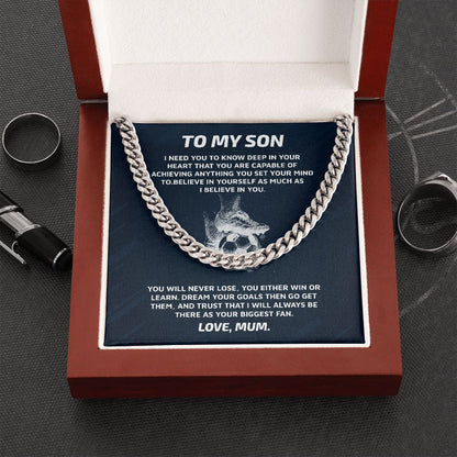 Cuban Link chain For Son Gift for your Football Player Gift For Mom, necklace For Wife, Gift For Mother's Day