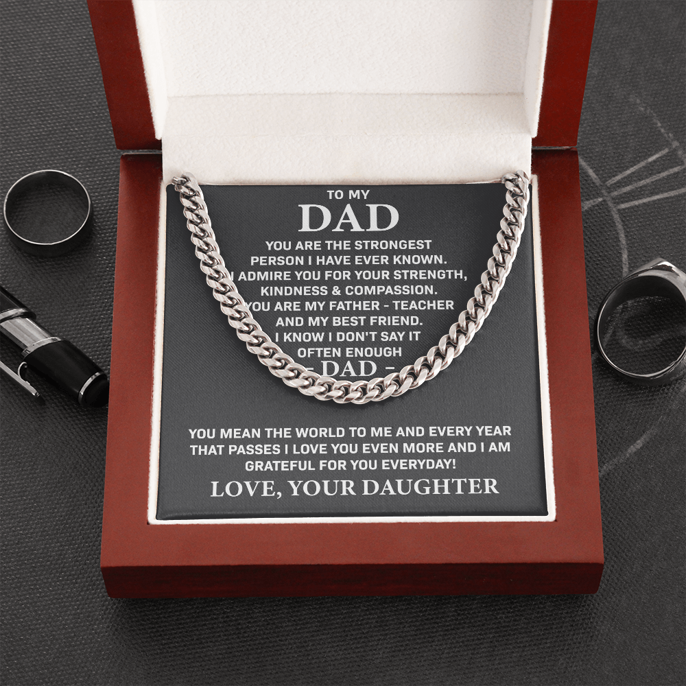 To My Dad - You are my father teacher and my best friend, Gift for Dad, Birthday Gift, Father's Day Gift, Cuban Link Chain Necklace
