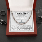 To My Man Cuban Link Chain Necklace King Gift For Mom, necklace For Wife, Gift For Mother's Day